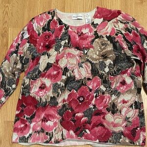 Preowned Alfred Dunner Shimmer floral  Sweater XL